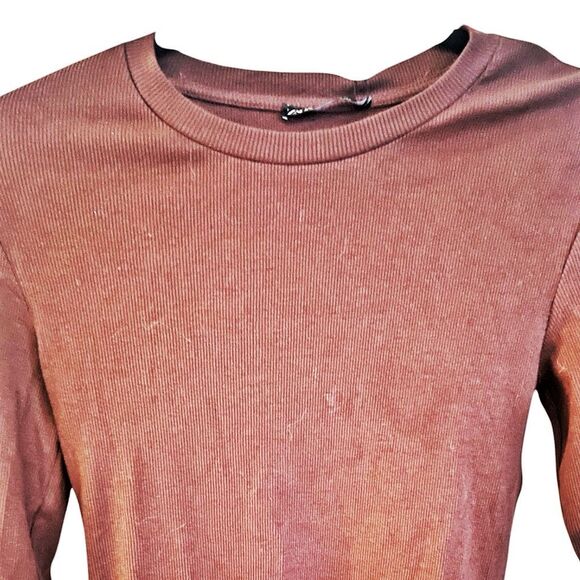 Zara Brown Ribbed Stretch Long Sleeve Bodysuit Size Large NWT - Picture 2 of 5